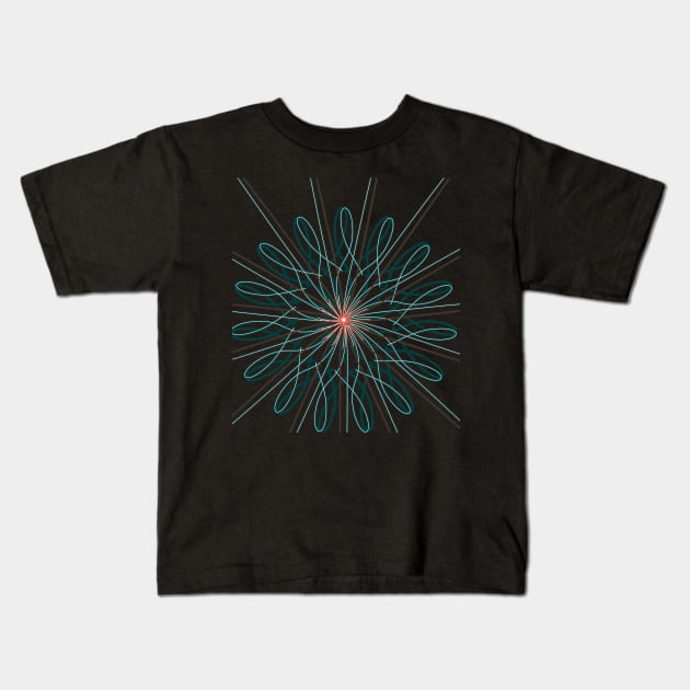 Geometric mandala lineart dark Kids T-Shirt by carolsalazar